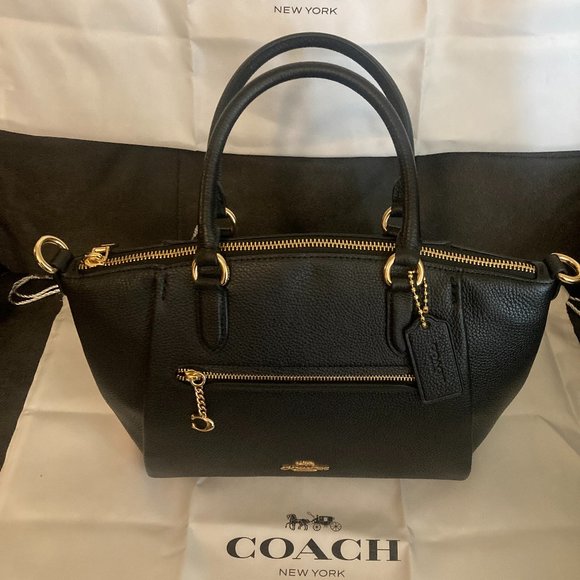 MEDIUM BLACK COACH HANDBAG - Picture 1 of 5
